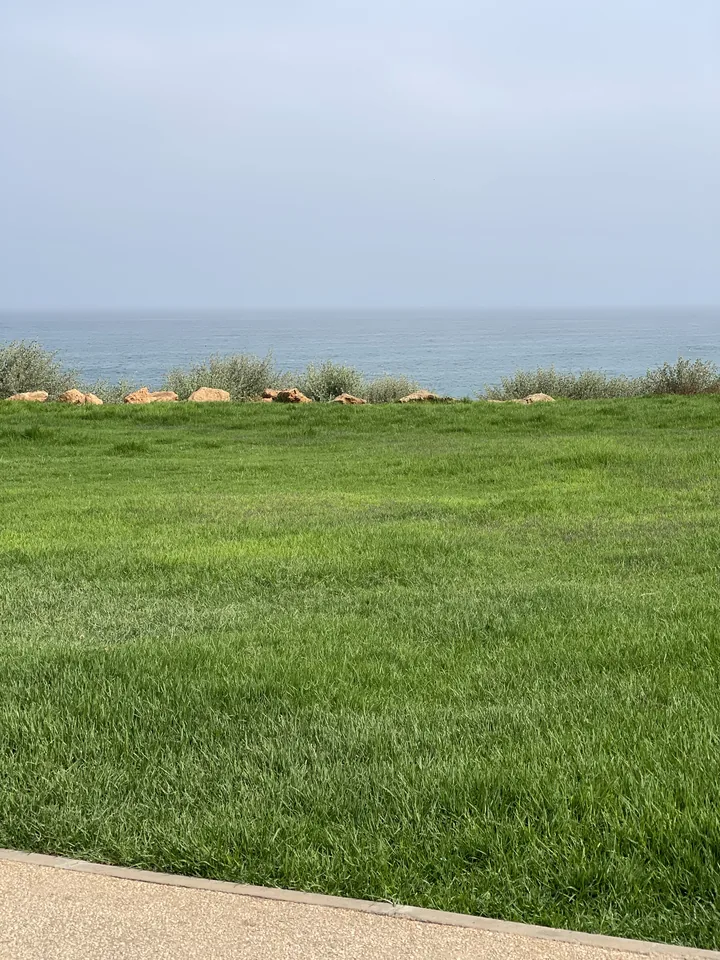 Grünfläche mit Meerblick an der Atlantikküste, Rabat